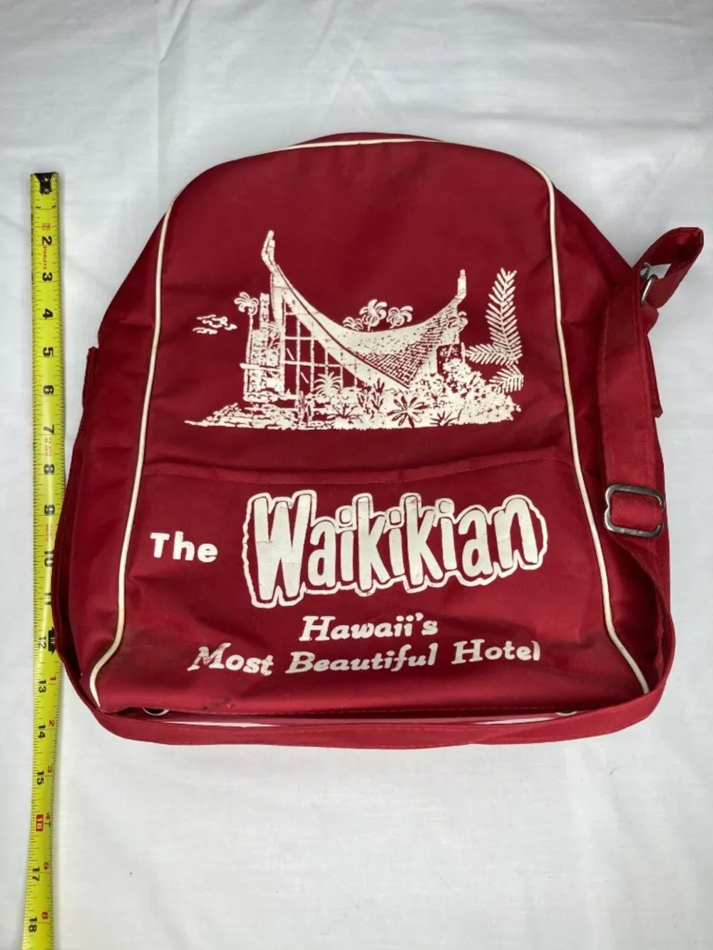 Vintage Waikikian Hotel Shoulder Bag Hawaii Vacation Souvenir Tote Travel